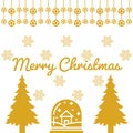 Merry Christmas wishes greeting card on abstract background with tree, snowflakes, graphic design illustration wallpaper Royalty Free Stock Photo