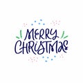 Merry Christmas wishes simple flat vector lettering Royalty Free Stock Photo