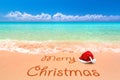 Merry Christmas wishes from the tropical beach Royalty Free Stock Photo