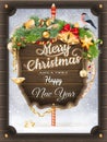 Merry Christmas wooden board. EPS 10 Royalty Free Stock Photo