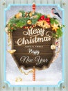 Merry Christmas wooden board. EPS 10 Royalty Free Stock Photo