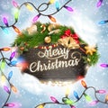 Merry Christmas wooden board garland Royalty Free Stock Photo