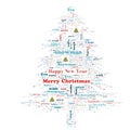 Merry Christmas word cloud in tree shape Royalty Free Stock Photo