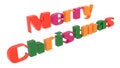 Merry Christmas Word 3D Rendered Text With Bold, Funny Font Illustration Colored With Tetrad Colors 6 Degrees