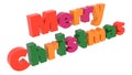 Merry Christmas Word 3D Rendered Text With Bold, Funny Font Illustration Colored With Tetrad Colors 6 Degrees