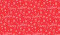 Merry Christmas wrapping paper design, seamless pattern red background with words and snowflakes, vector texture Royalty Free Stock Photo