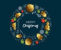 Merry Christmas gold low poly luxury greeting card Royalty Free Stock Photo