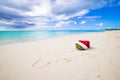 Merry Christmas written on beach white sand with Royalty Free Stock Photo