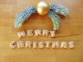 Merry christmas written with cookies