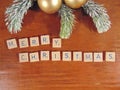 Merry Christmas written on wood with decoration