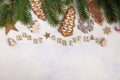 Merry Christmas written with wooden letters, cookies and Christmas decorations