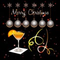 Merry Christmas. Xmas balls and cocktail glass Royalty Free Stock Photo