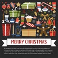 Merry Christmas Xmas celebration winter holidays symbols set Royalty Free Stock Photo