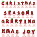 Christmas words collection. Xmas joy. Seasons greeting. Fancy christmas labels. Wordart text. Christmas stickers.
