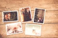 Merry christmas xmas photo album on old wood table. Royalty Free Stock Photo