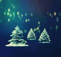 Merry Christmas Tree Shiny Blur Lighting On Dark Blue Background. Royalty Free Stock Photo