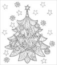 Merry Christmas zentangle fir tree doodle . Royalty Free Stock Photo