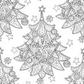 Merry Christmas zentangle fir tree doodle . Royalty Free Stock Photo