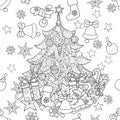 Merry Christmas zentangle fir tree doodle . Royalty Free Stock Photo