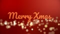 Merry christmass inscription made of neon letters on blue background with many fuzzy, round lights, celebration and