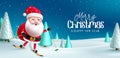 Merry chritsmas text vector design. Christmas greeting with santa claus