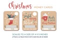 Merry Chtistmas, Thanks a Latte greeting cards. Christmas gift card, money card template.