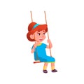merry cute girl playing on swing in park cartoon vector Royalty Free Stock Photo