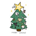 Merry Dogmas tree cartoon illustration Royalty Free Stock Photo