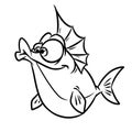 Merry fish fat cartoon coloring page