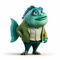 Anthropomorphic Fish In A Stylish Suit: Playful And Photorealistic Character Design