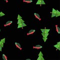 Merry Fishmas seamless repeating pattern with a sockeye salmon rainbow trout and a Christmas tree. Flat design style