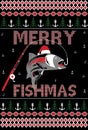 Merry Fishmas Ugly Christmas HoHoHo Style T-shirt Design Royalty Free Stock Photo