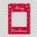Merry Friendsmas photo booth frame on transparent background. Christmas party photobooth props. Vector template Royalty Free Stock Photo