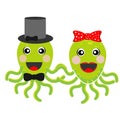 Merry girl and boy octopuses