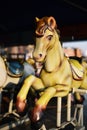 Merry-go-round Carousel Yellow Horse In Amusement Park Royalty Free Stock Photo