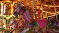 Merry go round fairground carousel horse ride funfair at night fair