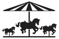 Merry-go-round icon. Black horse carnival ride silhouette Royalty Free Stock Photo