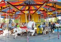 Merry-go--round painted horses to ride at Stewart Park Ithaca NYS Royalty Free Stock Photo