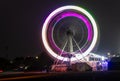 merry go round swing at night with colorful light at city fair ground and long exposure motion burr Royalty Free Stock Photo