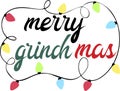 merry grinchmas banner with christmas lights and decorative lettering