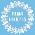 Merry Holidays pastel vector card with christmas wreath