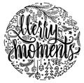 Merry moment vector text calligraphic Lettering design card template. Merry Christmas creative typography for Holiday Royalty Free Stock Photo