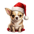 Merry Muzzle Moments: Christmas Chihuahua Watercolor Clipart - Isolated on White Background - Generative AI