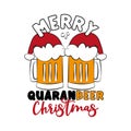 Merry Quaranbeer Christmas- Funny greeting card for Christmas in covid-19 pandemic self isolated period. Royalty Free Stock Photo