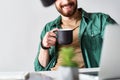 Merry smiling male person relaxing Royalty Free Stock Photo