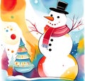 Merry snowman for holiday celebrations, Christmas decorations and design,