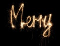 Merry sparkler word Royalty Free Stock Photo