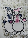 merry symbol holiday season winter new year christmas snowman couple illustration hand drawing
