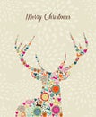 Merry Vintage christmas elements reindeer greeting Royalty Free Stock Photo