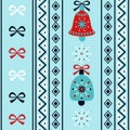 Merry winter holidays vertical seamless pattern with christmas bells and traditional ornament